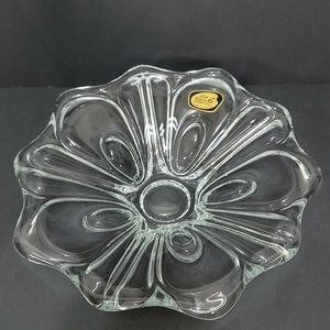 Vintage MCM‎ 60s LUX Glass Austria Art Clear Glass Flower Shape Centerpiece Bowl